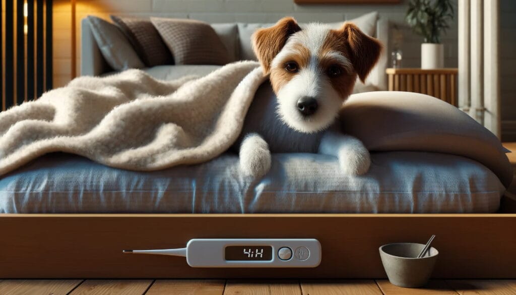Pies z gorączką w legowisku