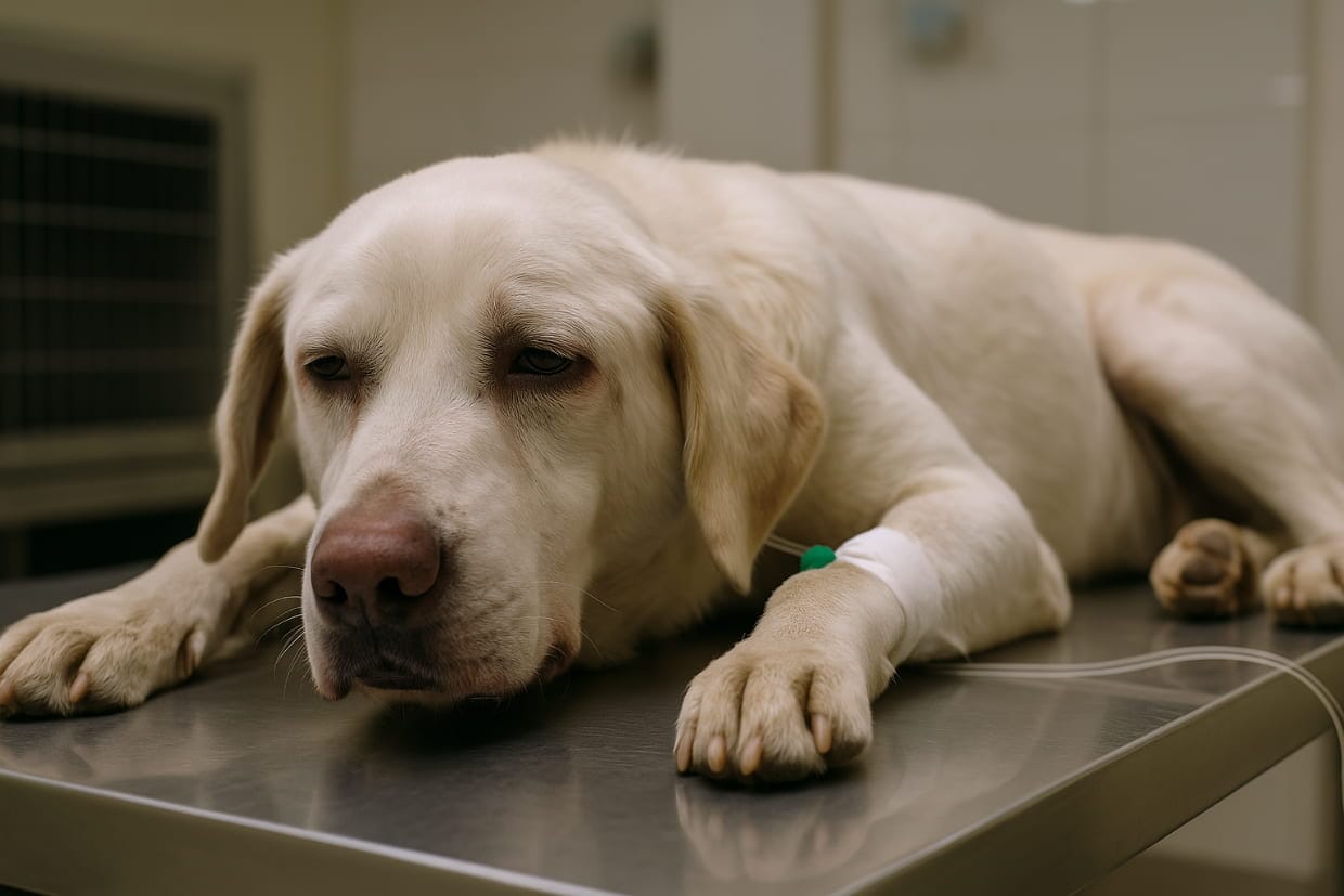 Pies z objawami leptospirozy