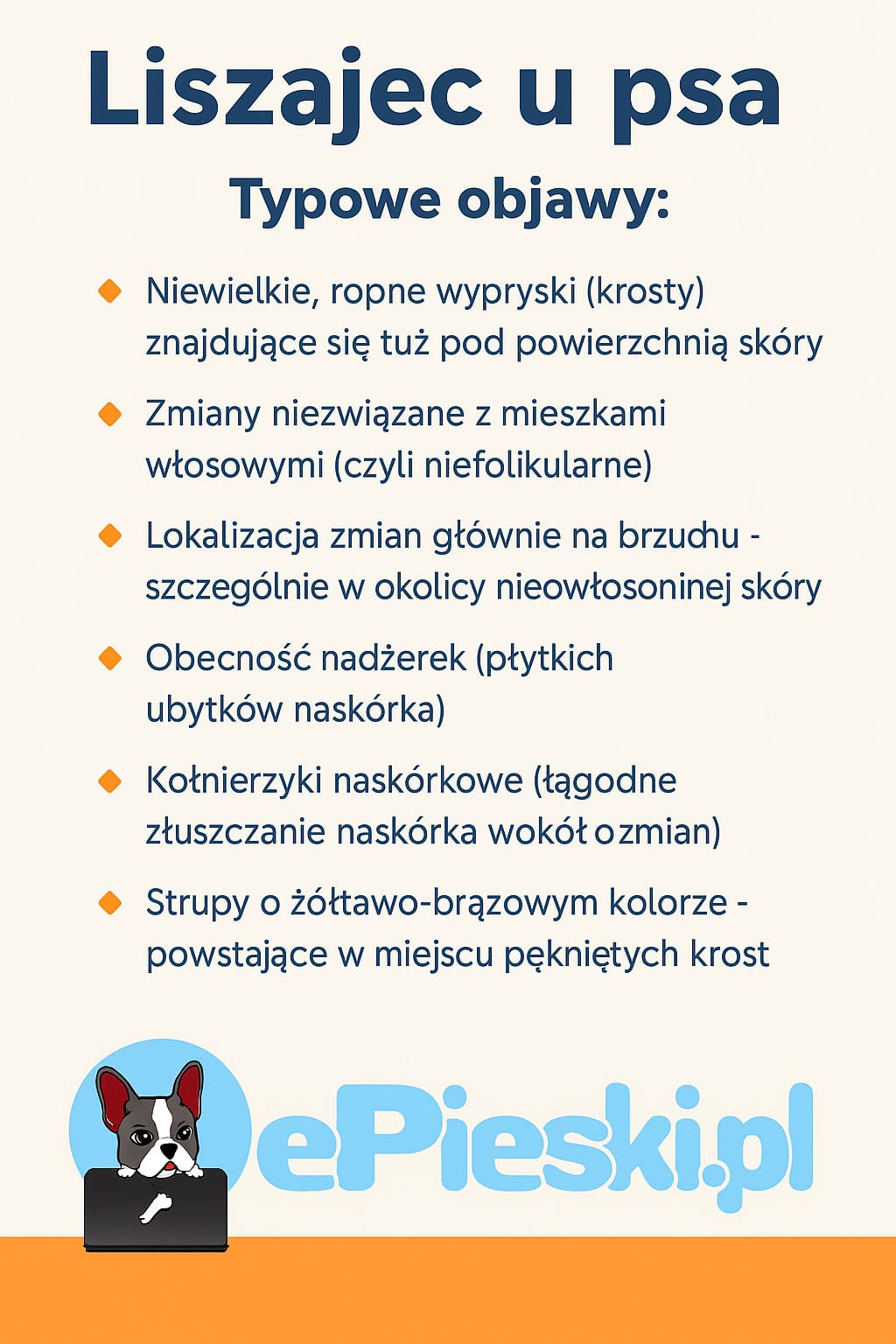 Liszajec u psa – typowe objawy, takie jak krosty, nadżerki, strupy, kołnierzyki naskórkowe i brak swędzenia