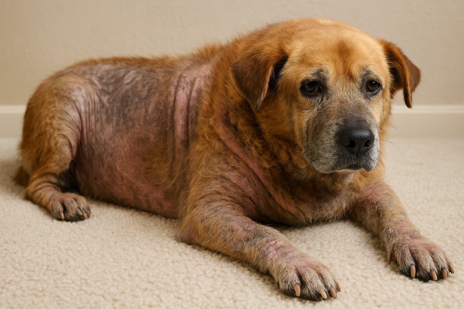 Pies z objawami niedoczynności tarczycy