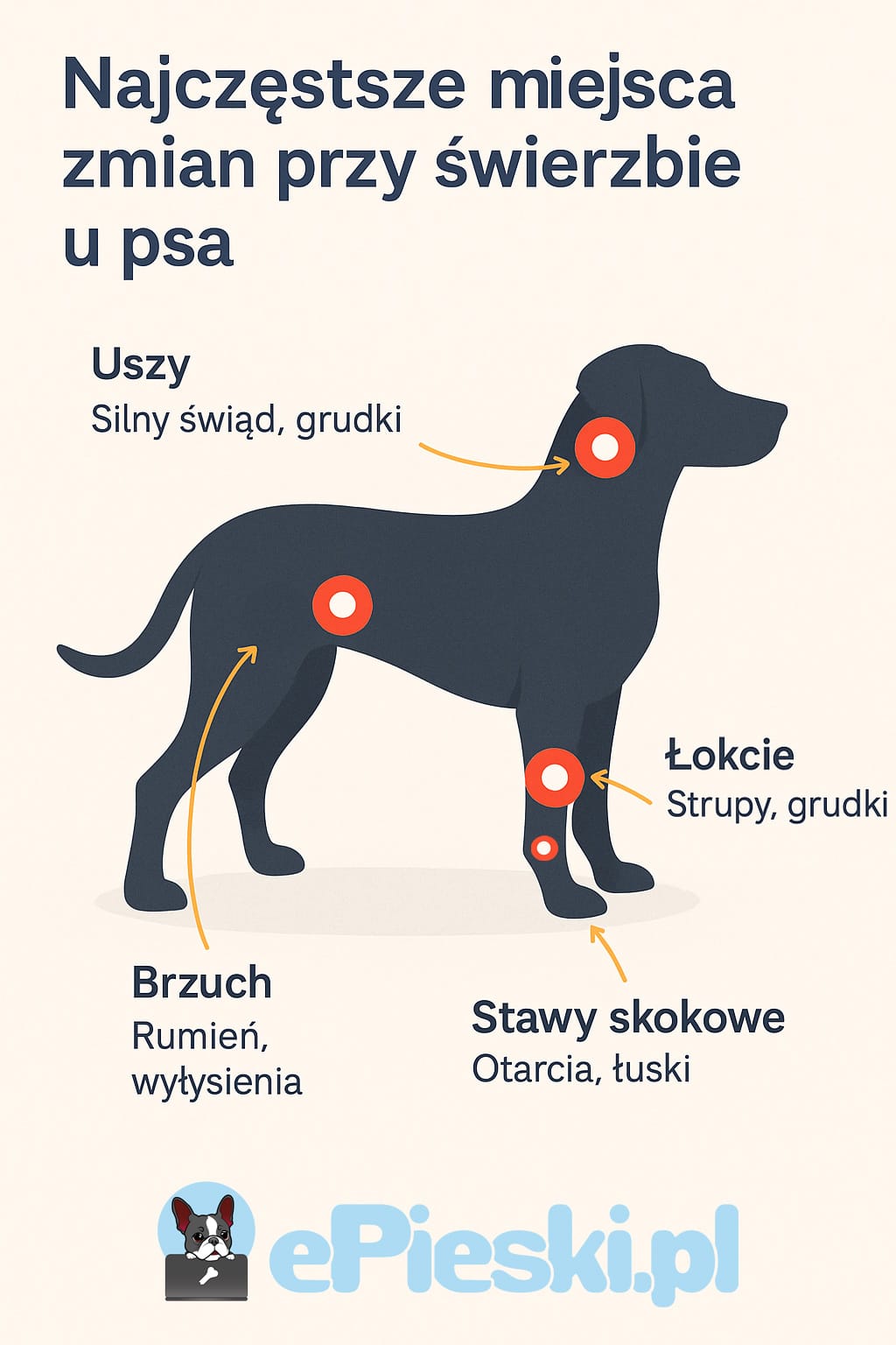 Świerzb u psa infografika